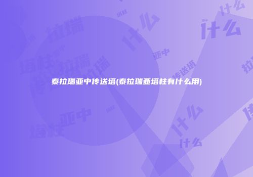 泰拉瑞亚中传送塔(泰拉瑞亚塔柱有什么用)