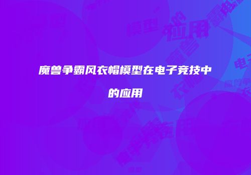 魔兽争霸风衣帽模型在电子竞技中的应用