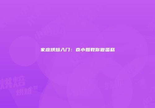 家庭烘焙入门：袁小姐教你做蛋糕