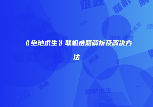 《绝地求生》联机难题解析及解决方法