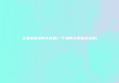 王者荣耀武则天克星(一个武则天号值多少钱)