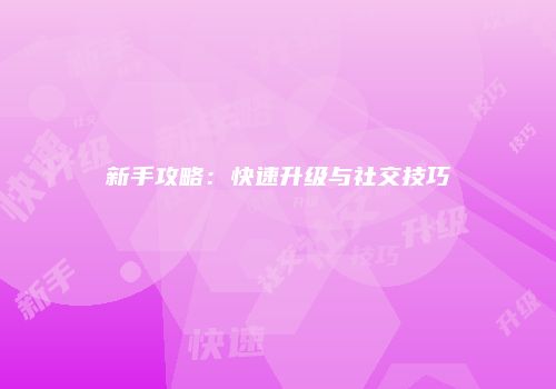 新手攻略：快速升级与社交技巧