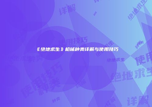 《绝地求生》枪械种类详解与使用技巧
