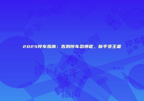 2025停车指南：告别停车恐惧症，新手变王者