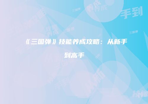 《三国弹》技能养成攻略：从新手到高手