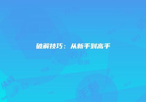 破解技巧：从新手到高手