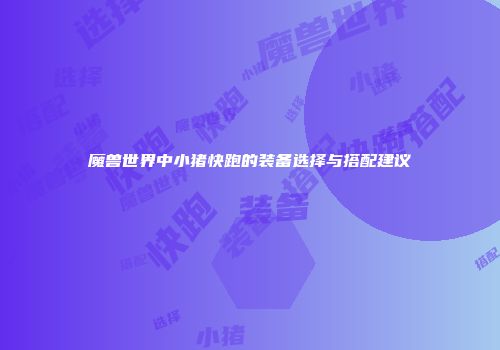 魔兽世界中小猪快跑的装备选择与搭配建议