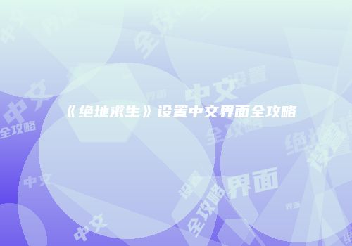 《绝地求生》设置中文界面全攻略