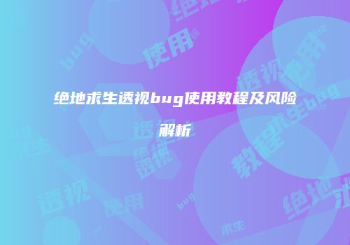 绝地求生透视bug使用教程及风险解析