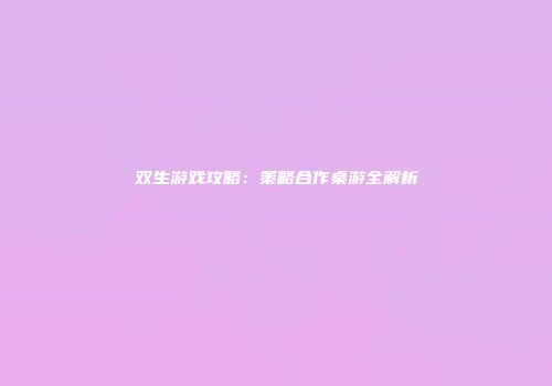 双生游戏攻略：策略合作桌游全解析