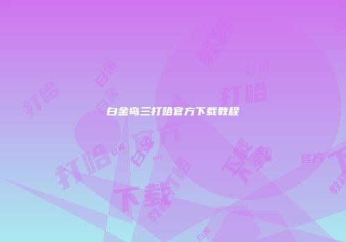 白金岛三打哈官方下载教程