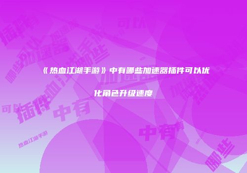 《热血江湖手游》中有哪些加速器插件可以优化角色升级速度