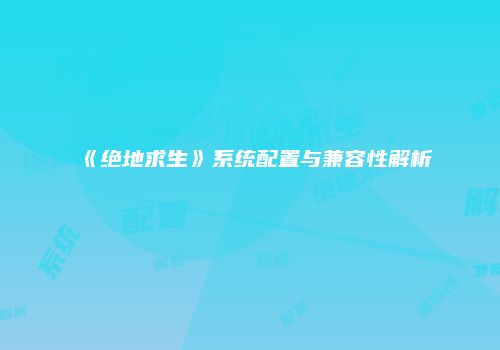 《绝地求生》系统配置与兼容性解析