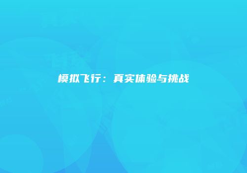 模拟飞行：真实体验与挑战