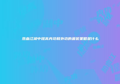 热血江湖中提高内功和外功的最优策略是什么