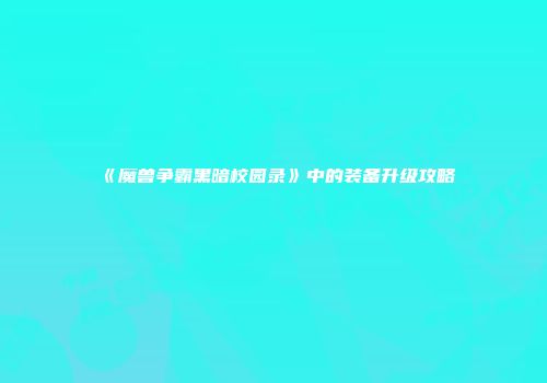 《魔兽争霸黑暗校园录》中的装备升级攻略