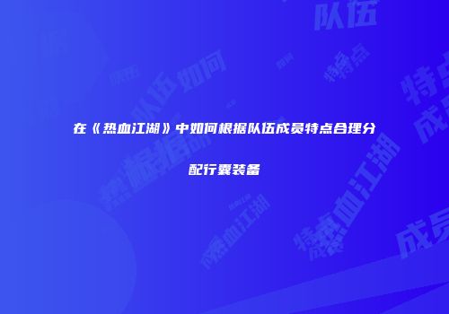 在《热血江湖》中如何根据队伍成员特点合理分配行囊装备