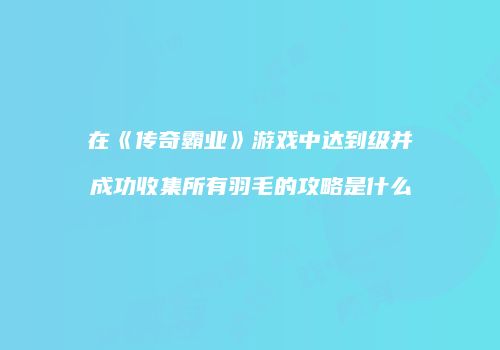 在《传奇霸业》游戏中达到级并成功收集所有羽毛的攻略是什么