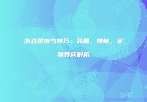 游戏策略与技巧：装备、技能、宠物养成解析