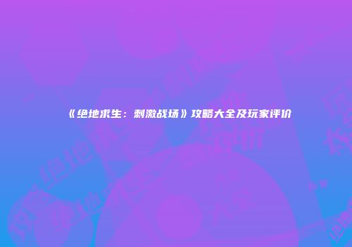 《绝地求生：刺激战场》攻略大全及玩家评价