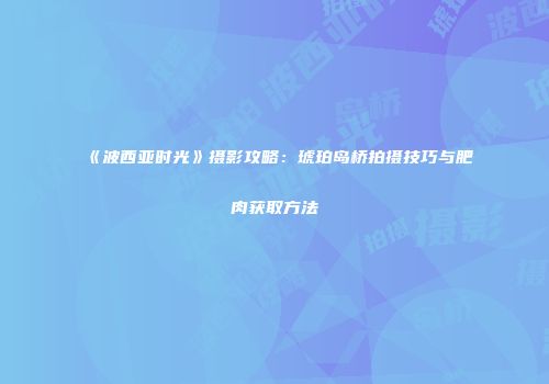 《波西亚时光》摄影攻略：琥珀岛桥拍摄技巧与肥肉获取方法