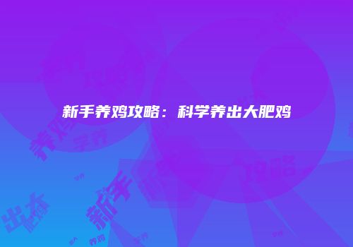 新手养鸡攻略：科学养出大肥鸡