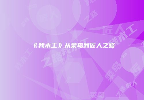 《我木工》从菜鸟到匠人之路