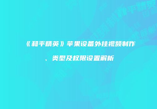 《和平精英》苹果设备外挂视频制作、类型及权限设置解析