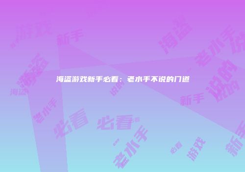 海盗游戏新手必看：老水手不说的门道