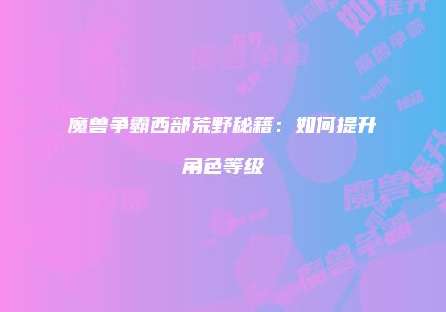 魔兽争霸西部荒野秘籍：如何提升角色等级