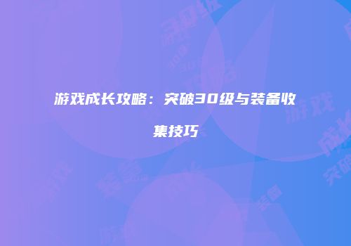 游戏成长攻略：突破30级与装备收集技巧