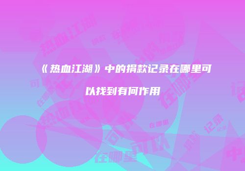 《热血江湖》中的捐款记录在哪里可以找到有何作用