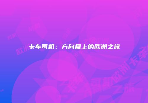 卡车司机：方向盘上的欧洲之旅