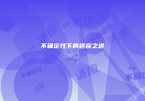 不确定性下的适应之道
