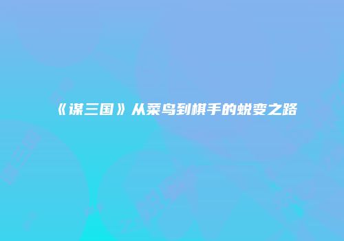 《谋三国》从菜鸟到棋手的蜕变之路