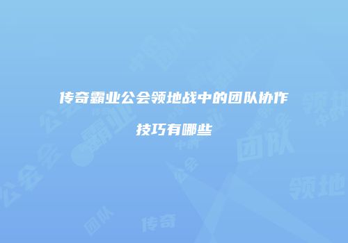 传奇霸业公会领地战中的团队协作技巧有哪些
