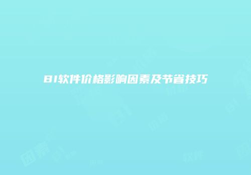 BI软件价格影响因素及节省技巧