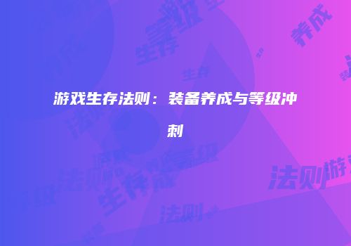 游戏生存法则：装备养成与等级冲刺