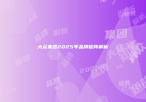 大众集团2025年品牌矩阵解析