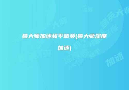 鲁大师加速和平精英(鲁大师深度加速)
