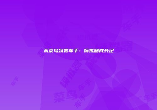 从菜鸟到赛车手：模拟器成长记