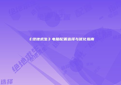 《绝地求生》电脑配置选择与优化指南