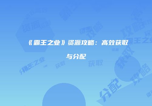 《霸王之业》资源攻略：高效获取与分配