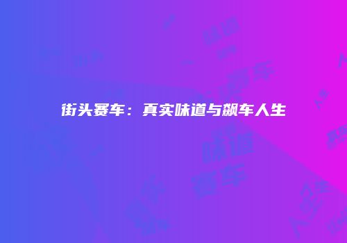 街头赛车：真实味道与飙车人生