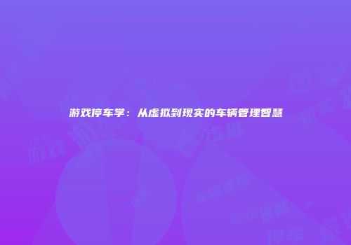 游戏停车学：从虚拟到现实的车辆管理智慧
