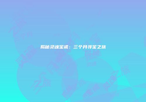 揭秘灵魂宝戒：三个月寻宝之旅