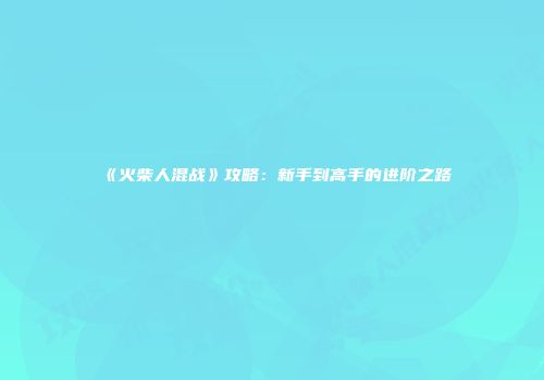 《火柴人混战》攻略：新手到高手的进阶之路