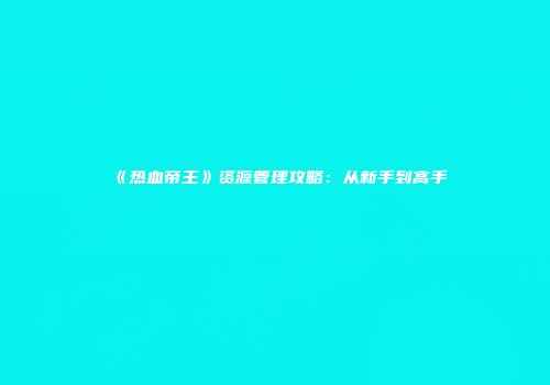 《热血帝王》资源管理攻略：从新手到高手