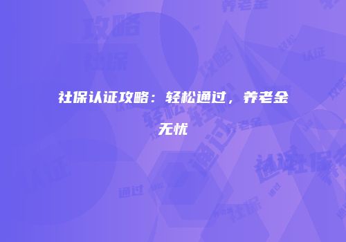 社保认证攻略：轻松通过，养老金无忧