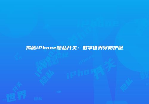 揭秘iPhone隐私开关：数字世界穿防护服